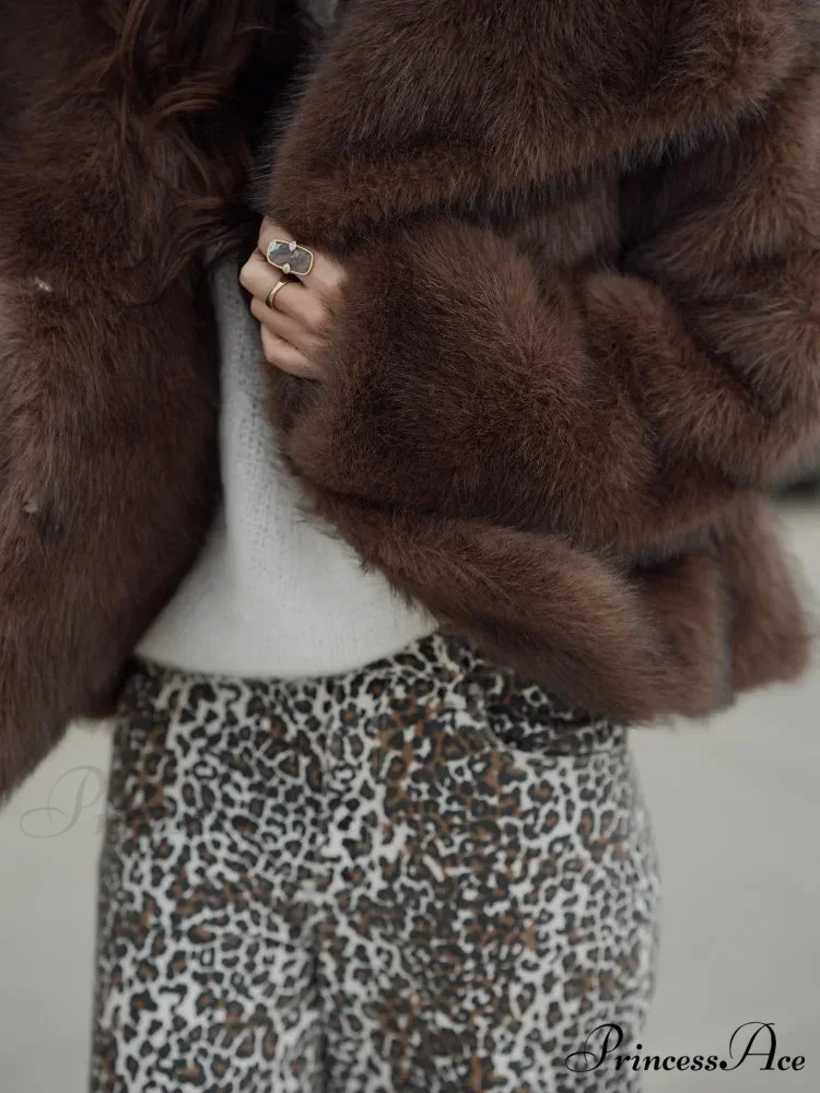 Brown Gentle Fluffy Woolen Jacket - Image 3