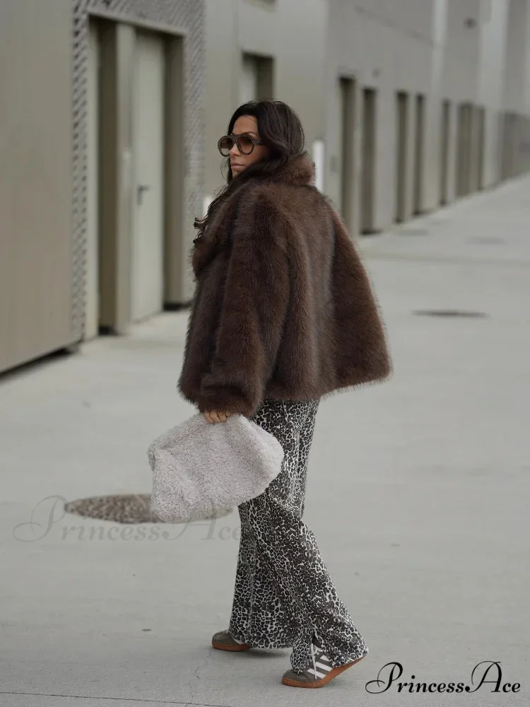 Brown Gentle Fluffy Woolen Jacket - Image 4