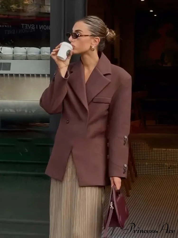 Brown Pocket Blazer Short Coat
Modified Output: Tan Pocket Jacket Brief Overcoat - Image 4