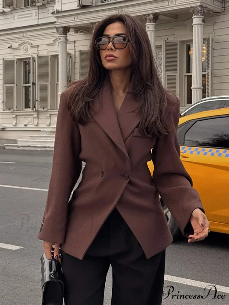 Brown Pocket Blazer Short Coat
Modified Output: Tan Pocket Jacket Brief Overcoat - Image 6