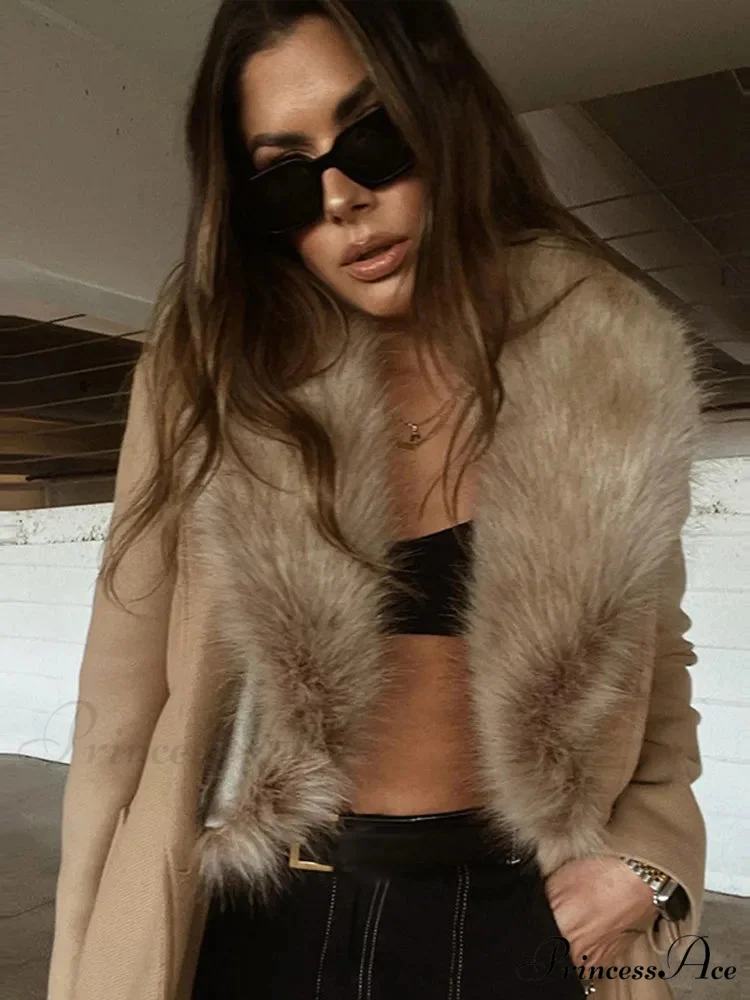 Brown Soft Faux Fur Informal Overcoat - Image 3