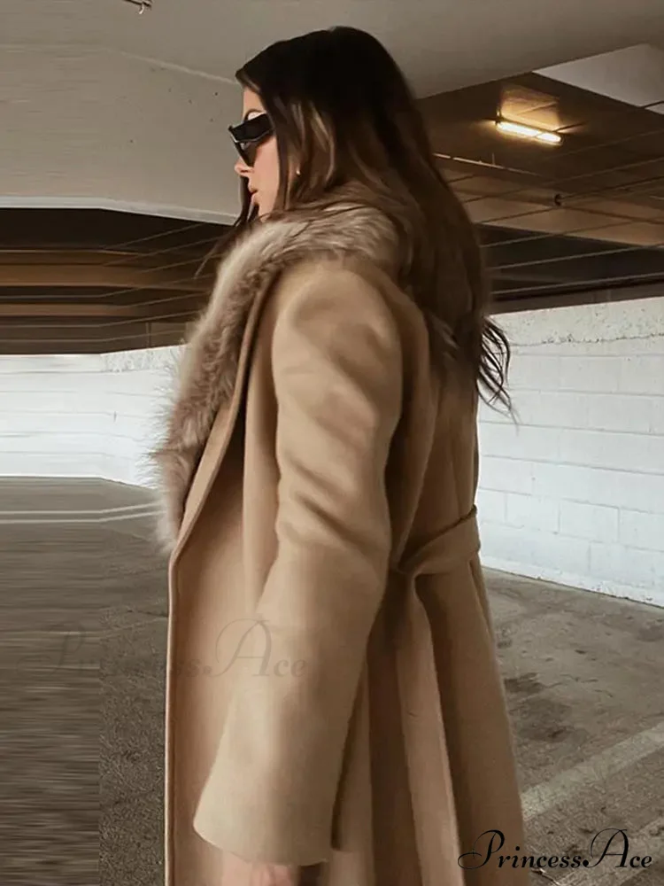 Brown Soft Faux Fur Informal Overcoat - Image 4