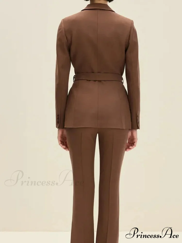 Brown Sophisticated Single Buttoned Suit Jacket - Image 6