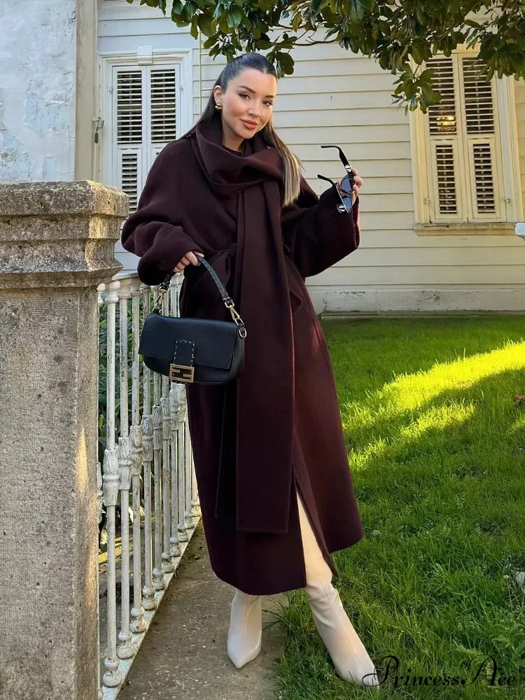 Brown Tender Fluffy Faux Fur Lapel Overcoat - Image 2