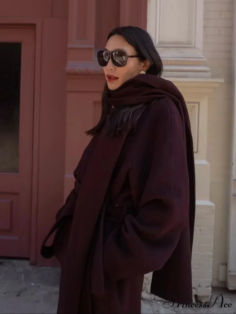 Brown Tender Fluffy Faux Fur Lapel Overcoat - Image 3