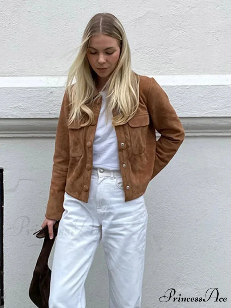 Brown Woolen Extended Sleeve Brief Jacket - Image 2