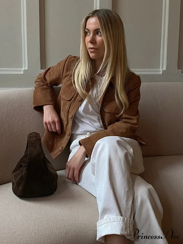 Brown Woolen Extended Sleeve Brief Jacket - Image 3