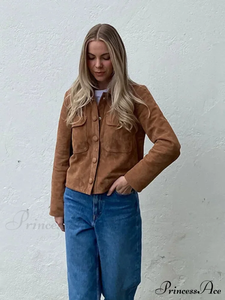 Brown Woolen Extended Sleeve Brief Jacket - Image 4