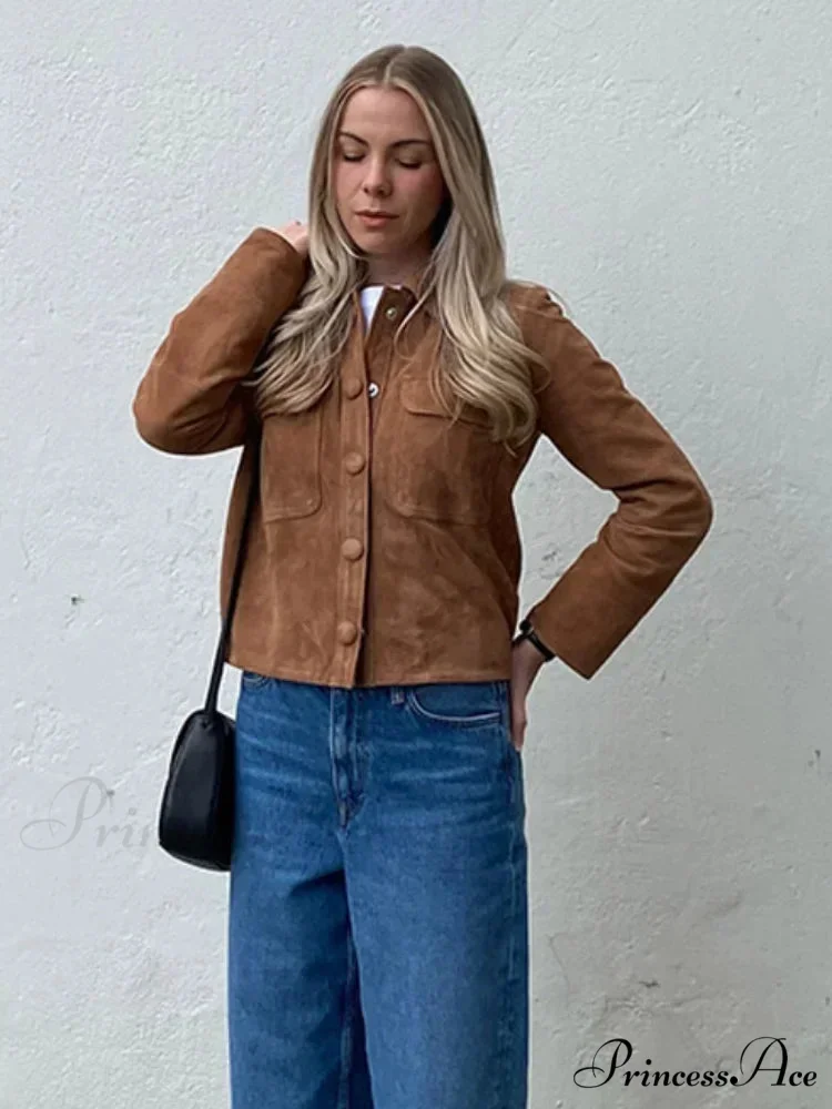 Brown Woolen Extended Sleeve Brief Jacket - Image 5