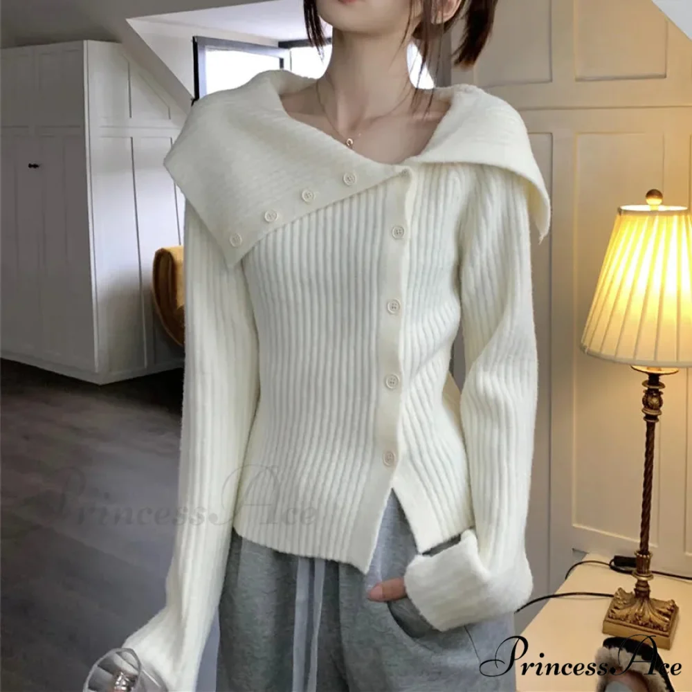 Button Off Shoulder Grey Pullover - Image 5