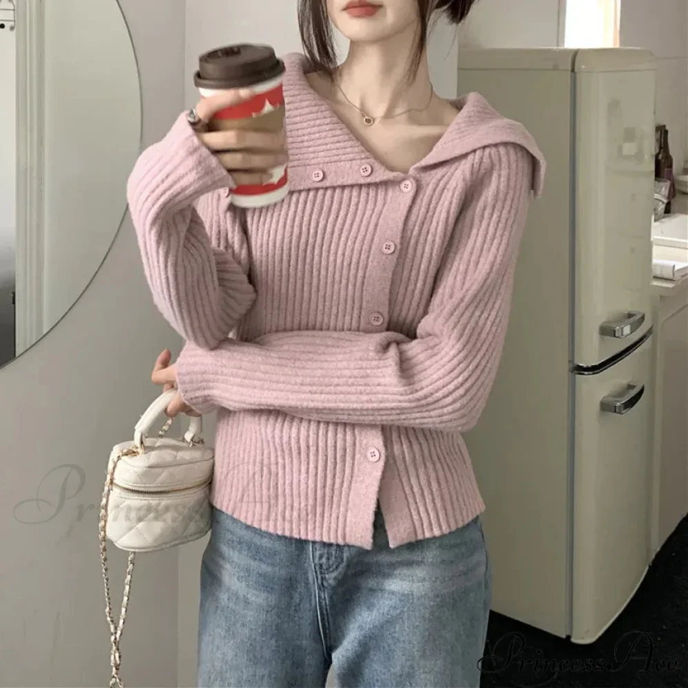 Button Off Shoulder Grey Pullover - Image 6