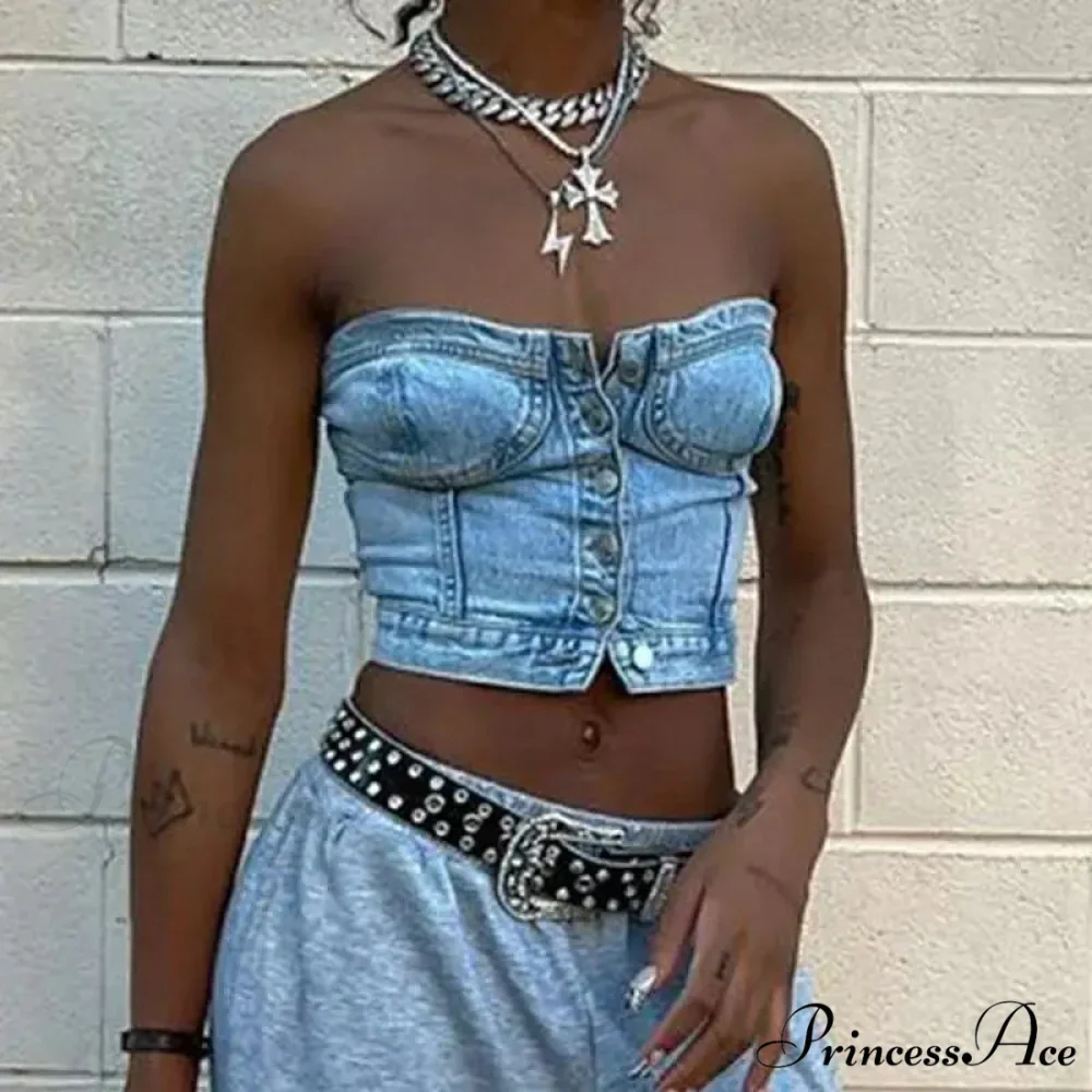 Button-Up Gathered Crop Top - Image 3