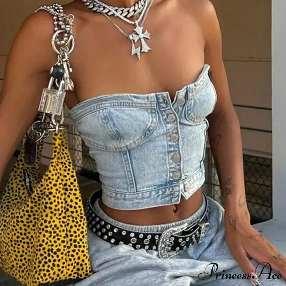 Button-Up Gathered Crop Top - Image 4