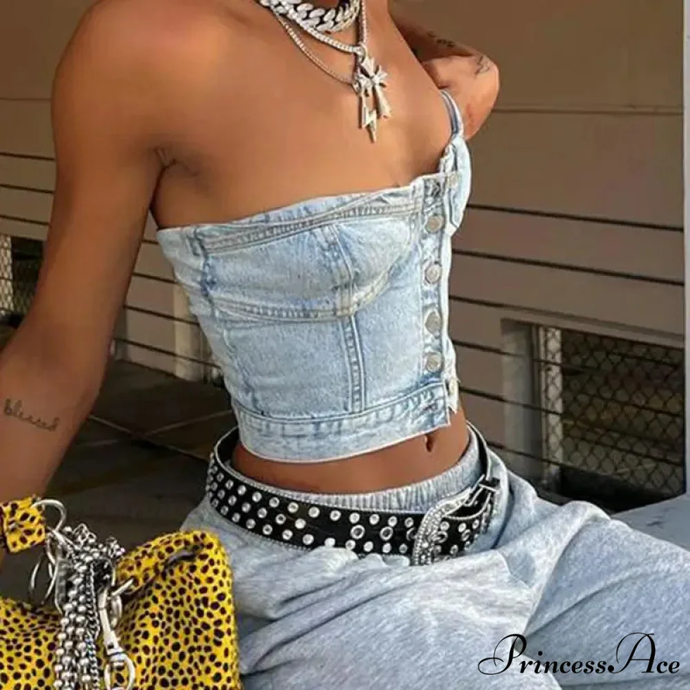Button-Up Gathered Crop Top - Image 5