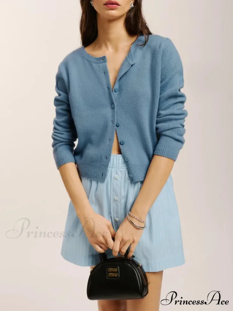 Button-Up Solid Extended Sleeve Informal Soft Knitted Cardigan - Image 6