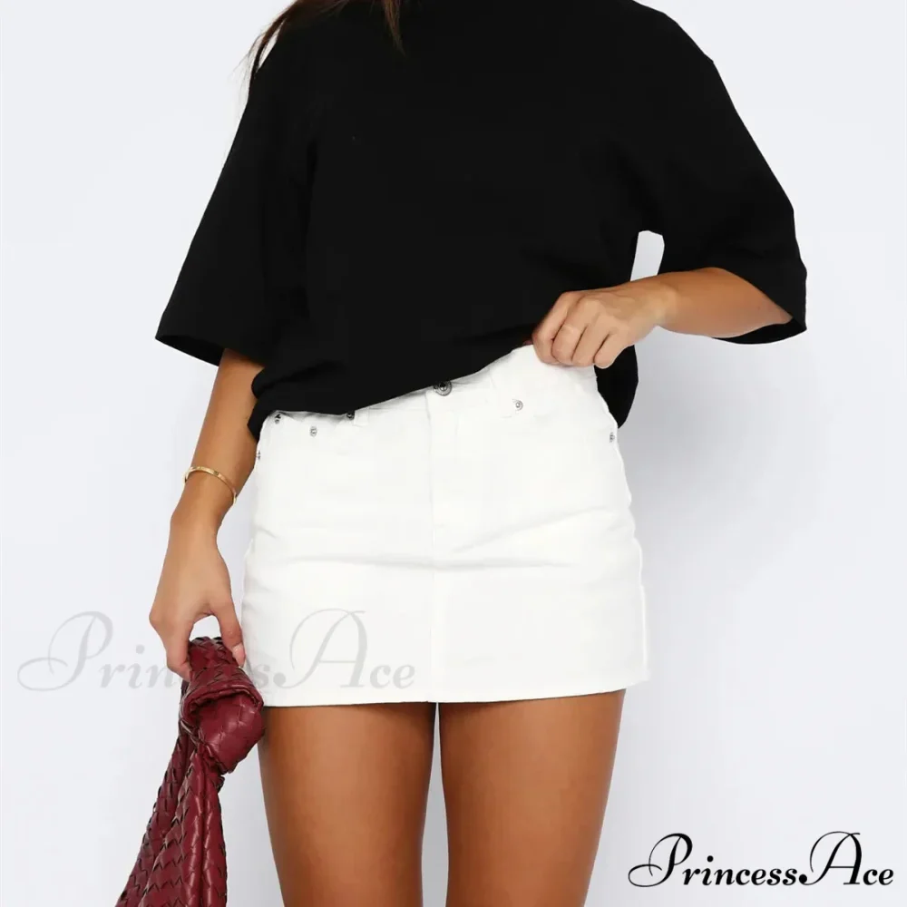 Button Up Trim Fit Denim Skirt - Image 3