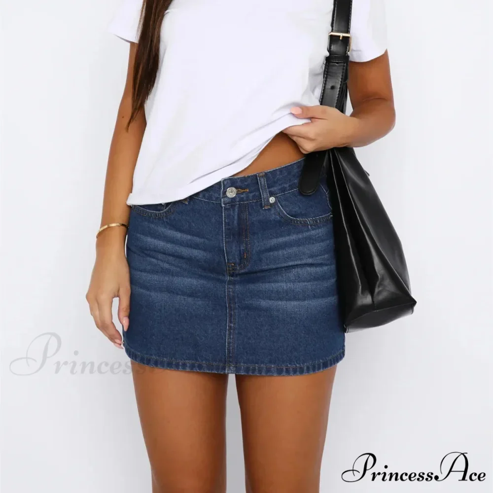 Button Up Trim Fit Denim Skirt - Image 5