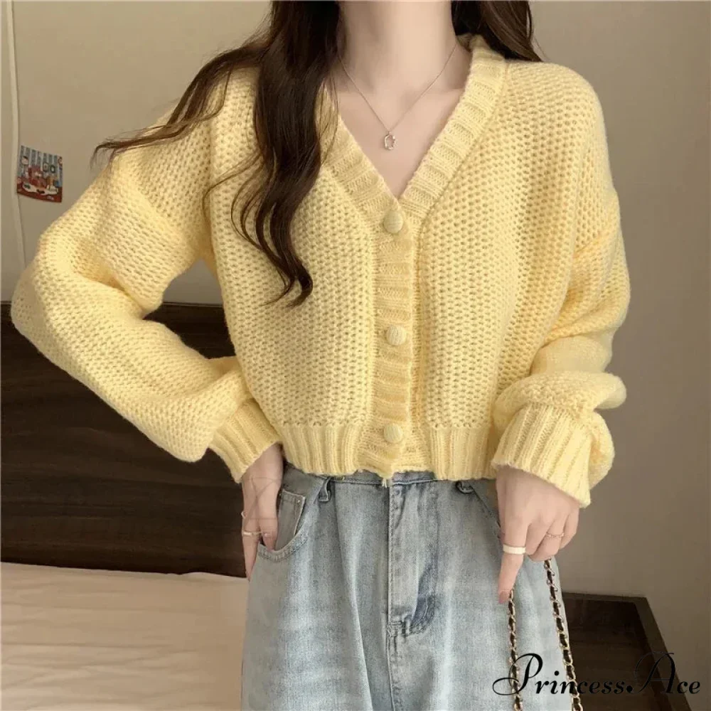 Button-Up V-Neck Charming Informal Knit Cardigan - Image 10