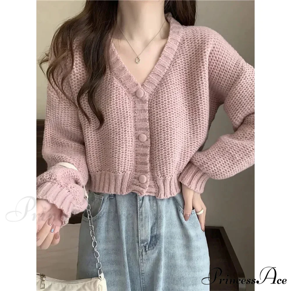 Button-Up V-Neck Charming Informal Knit Cardigan - Image 2