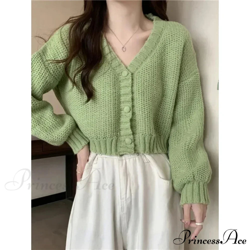Button-Up V-Neck Charming Informal Knit Cardigan - Image 4