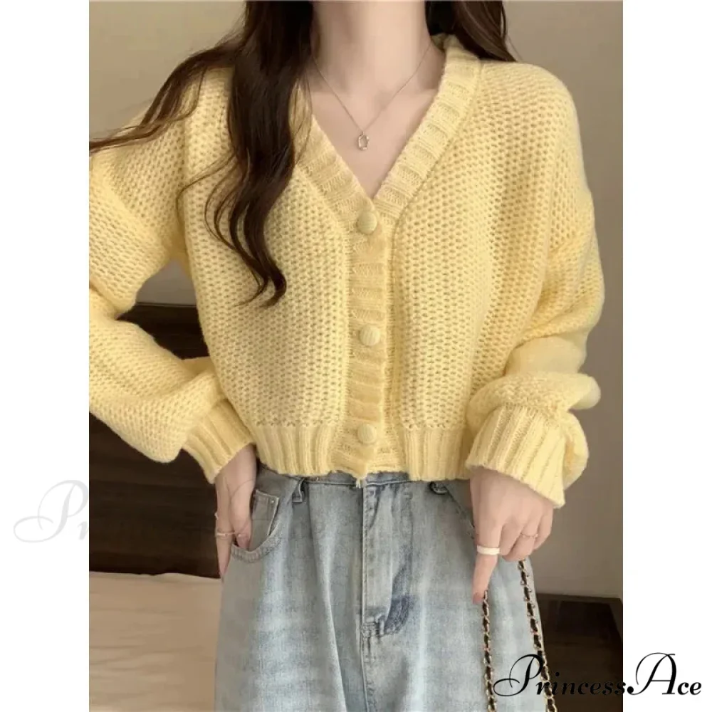 Button-Up V-Neck Charming Informal Knit Cardigan - Image 5