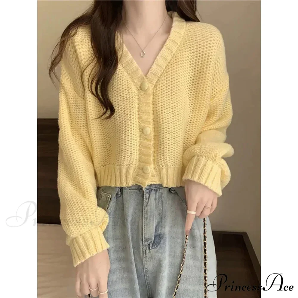 Button-Up V-Neck Charming Informal Knit Cardigan - Image 6