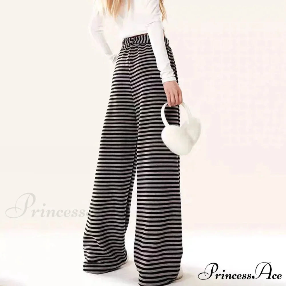 Canine Patterned Striped Fleece Informal Trousers - Image 2