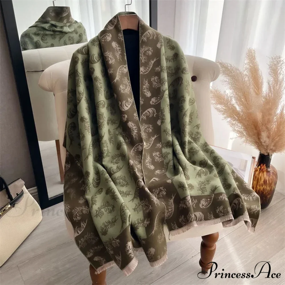 Cashmere Feather Pattern Scarf - Image 4