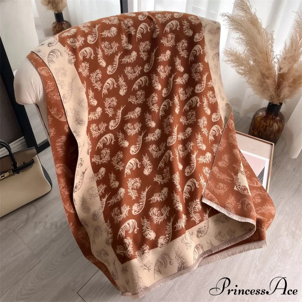 Cashmere Feather Pattern Scarf - Image 5