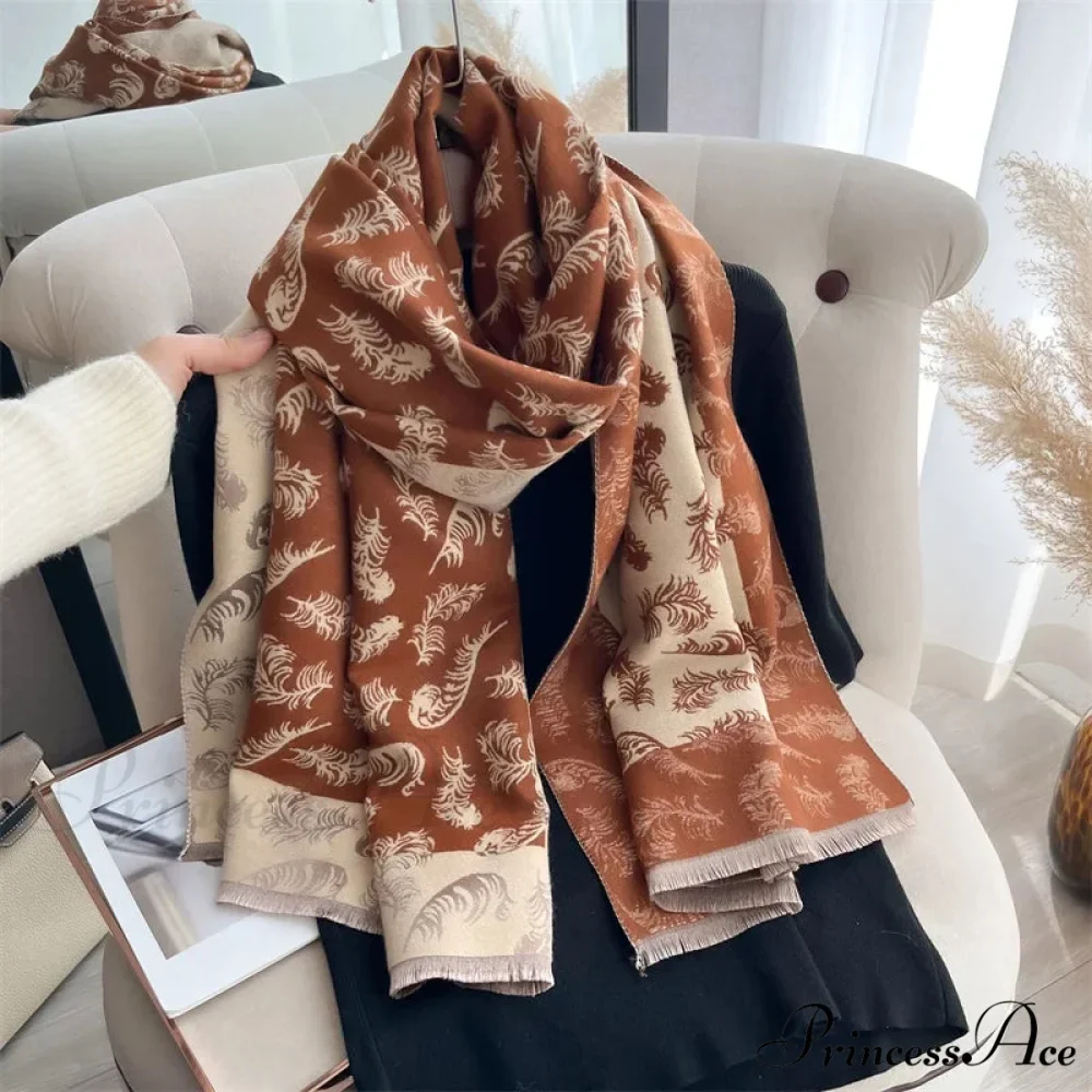 Cashmere Feather Pattern Scarf - Image 6