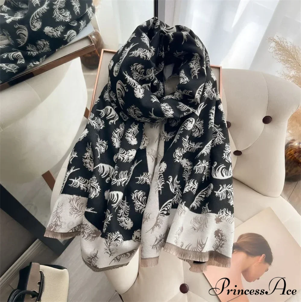 Cashmere Feather Pattern Scarf - Image 7