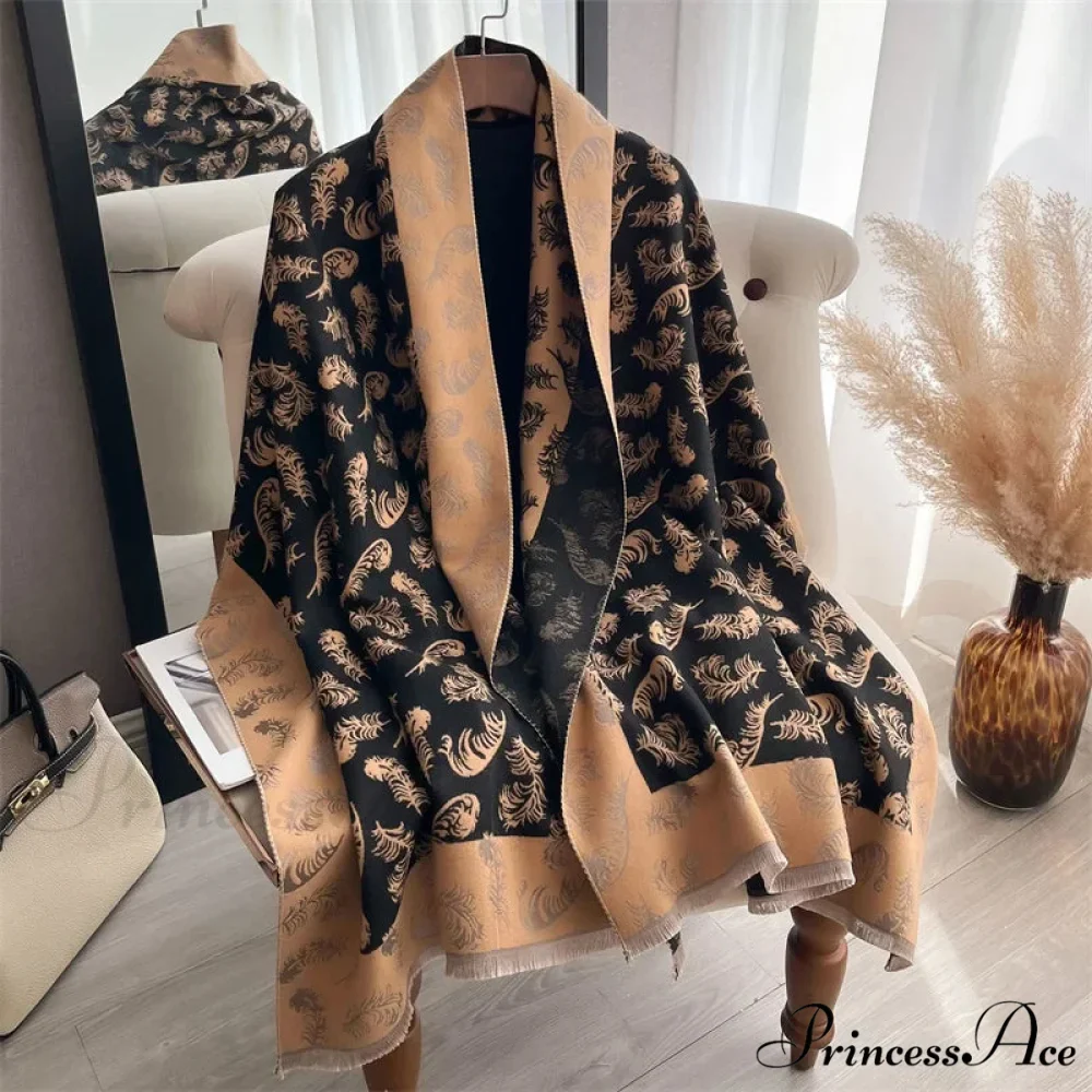 Cashmere Feather Pattern Scarf - Image 8