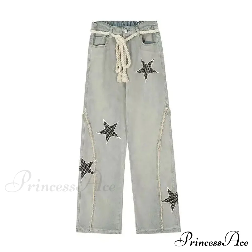 Celestial Stitching High Rise Denim Trousers - Image 4