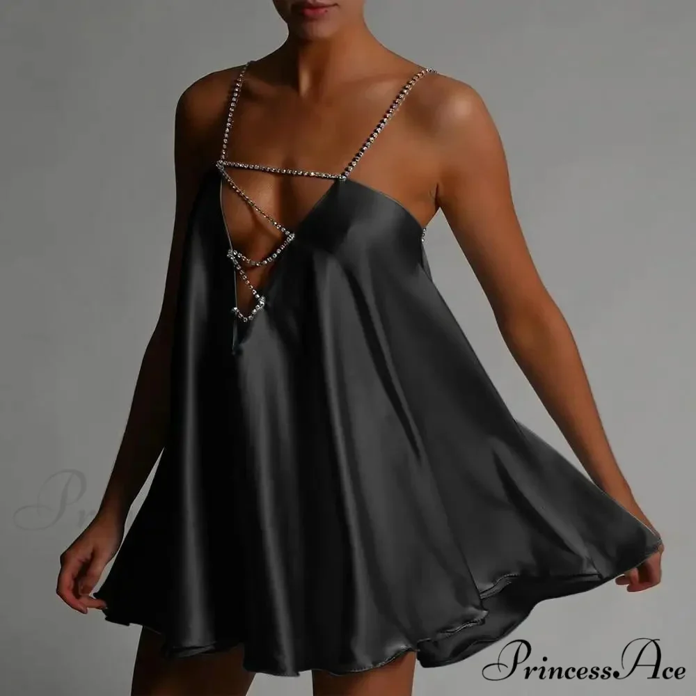 Chain Suspenders Hollow Petite Dress - Image 3