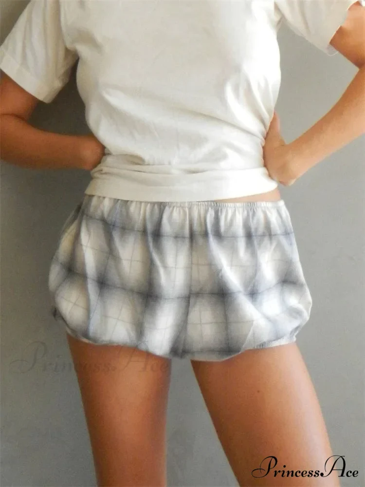 Checked Banded Elastic Waist Short - Image 3