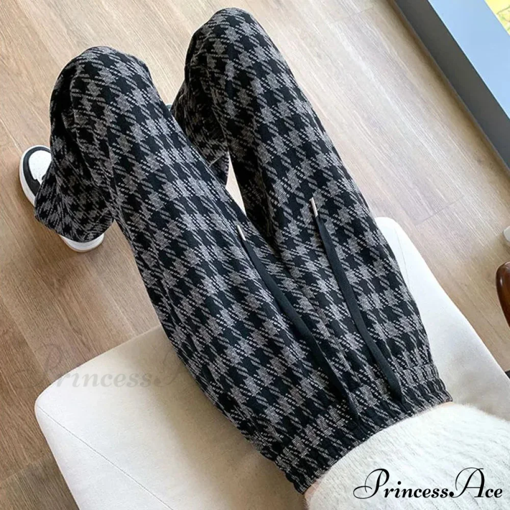 Checked Cinched Casual Wide Leg Trousers - Image 6