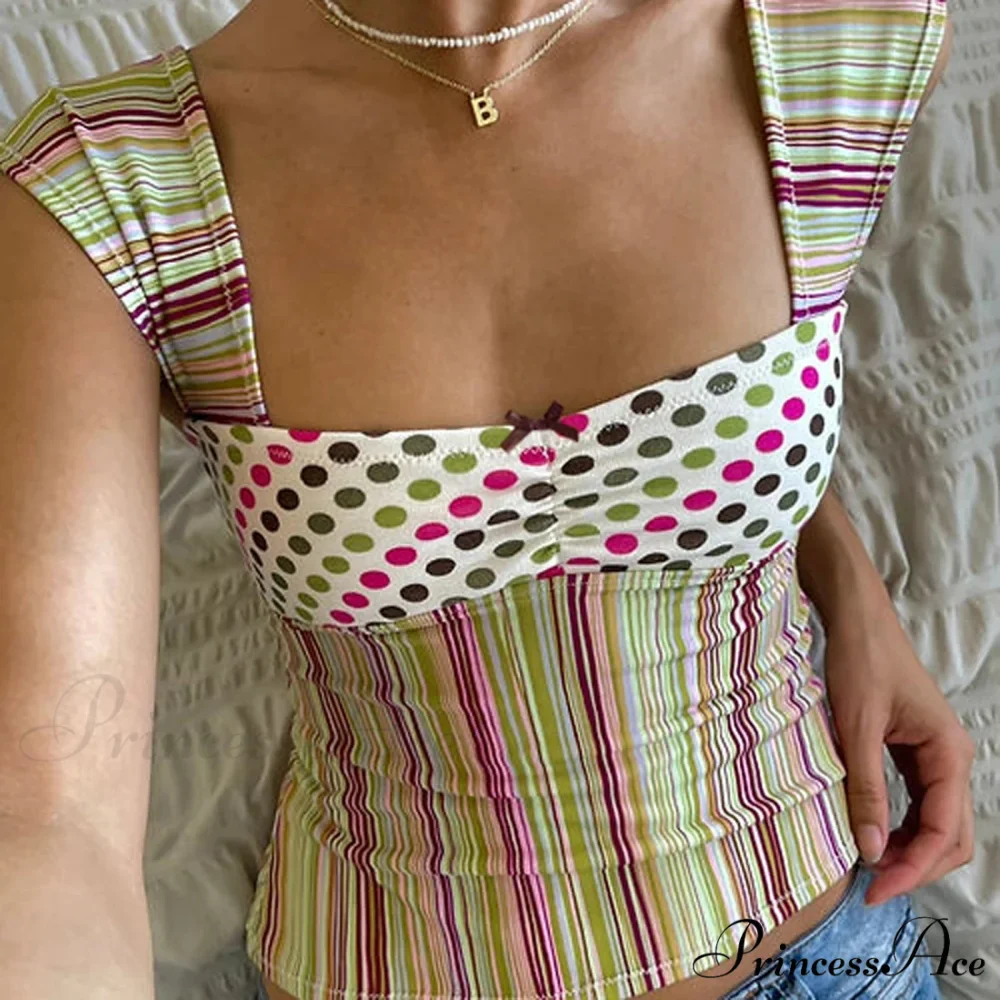 Checked Lined Square Crop Top - Image 5