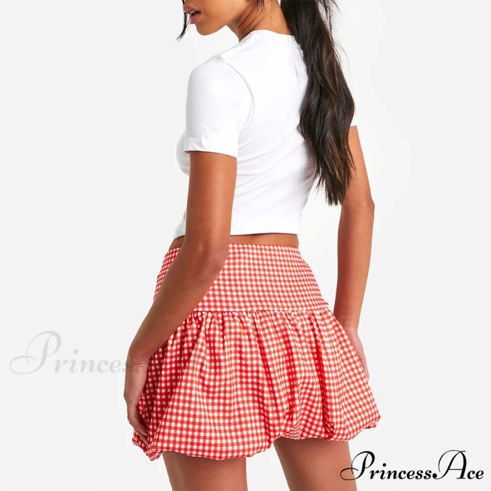 Checkered Bubble Tartan Style Skirt - Image 2
