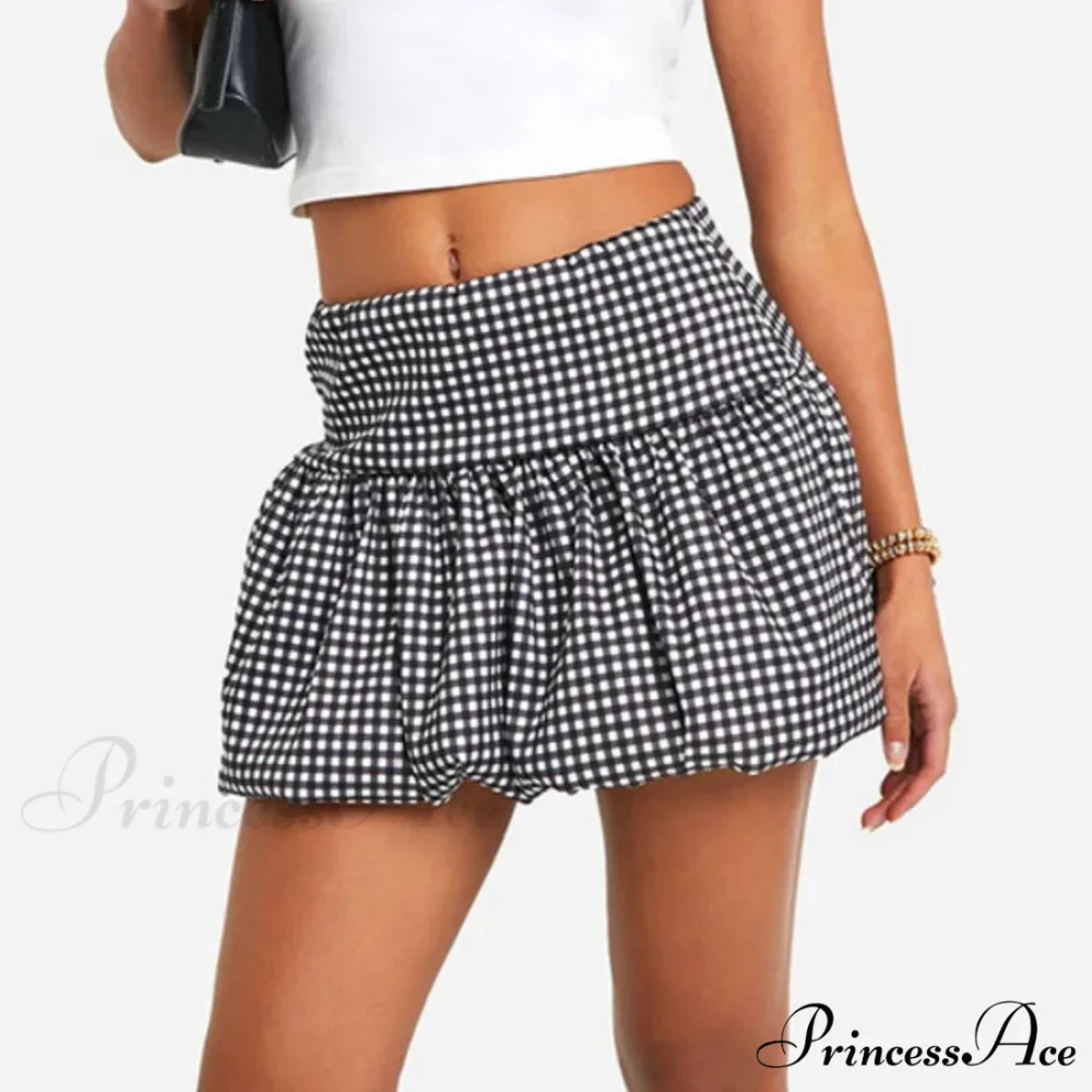 Checkered Bubble Tartan Style Skirt - Image 3