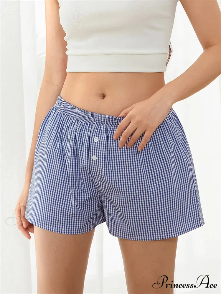 Checkered Button Lounge Pajama Short - Image 6
