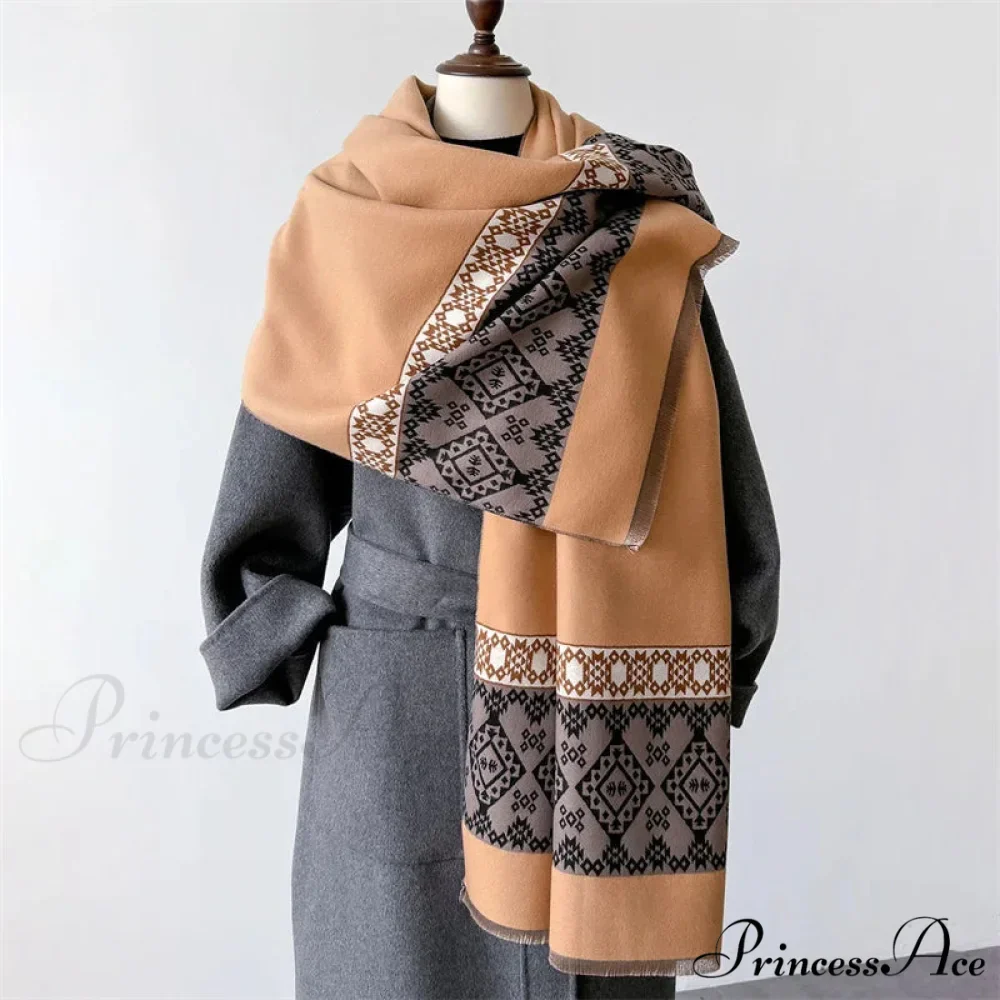Checkered Cashmere Winter Scarf - Image 2