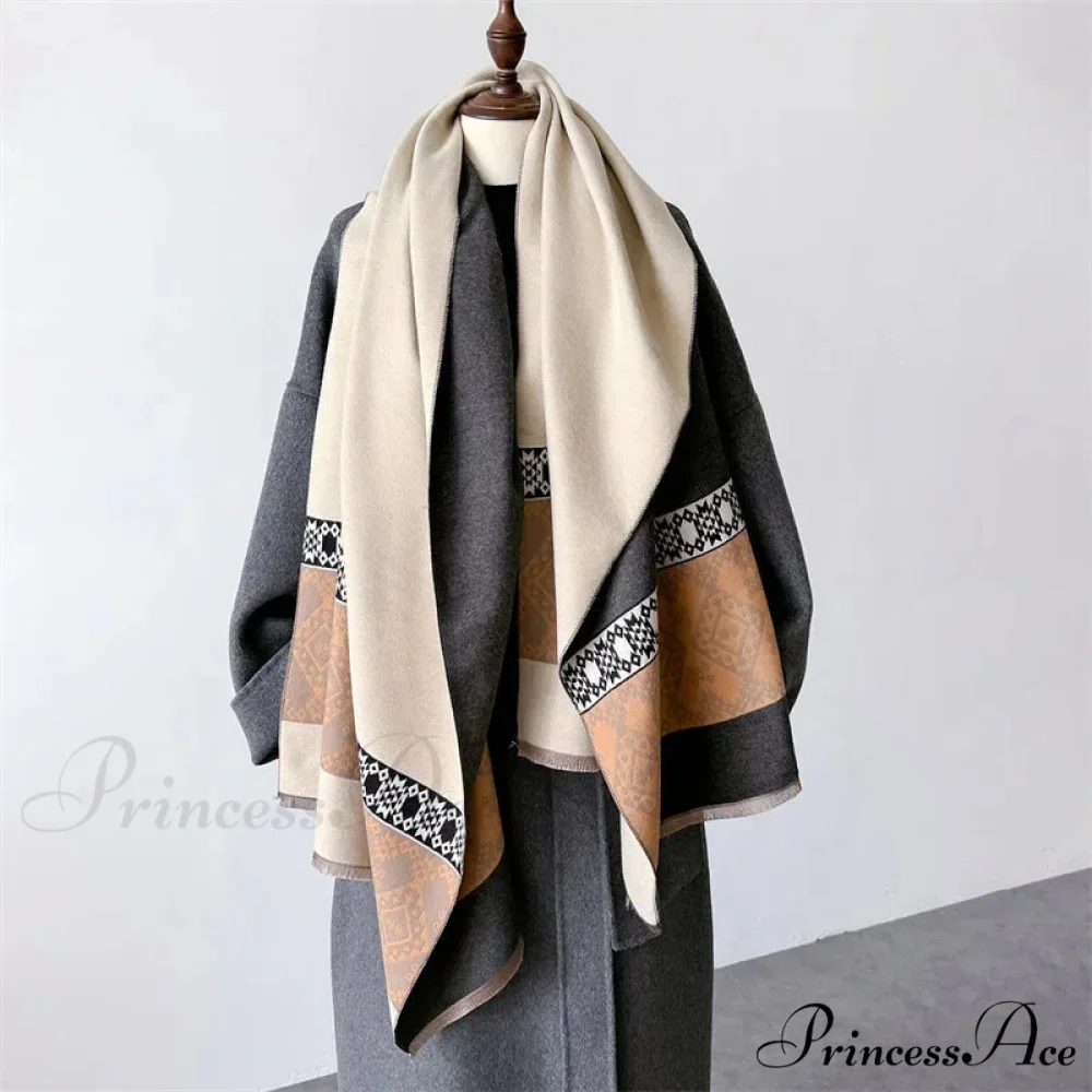 Checkered Cashmere Winter Scarf - Image 3
