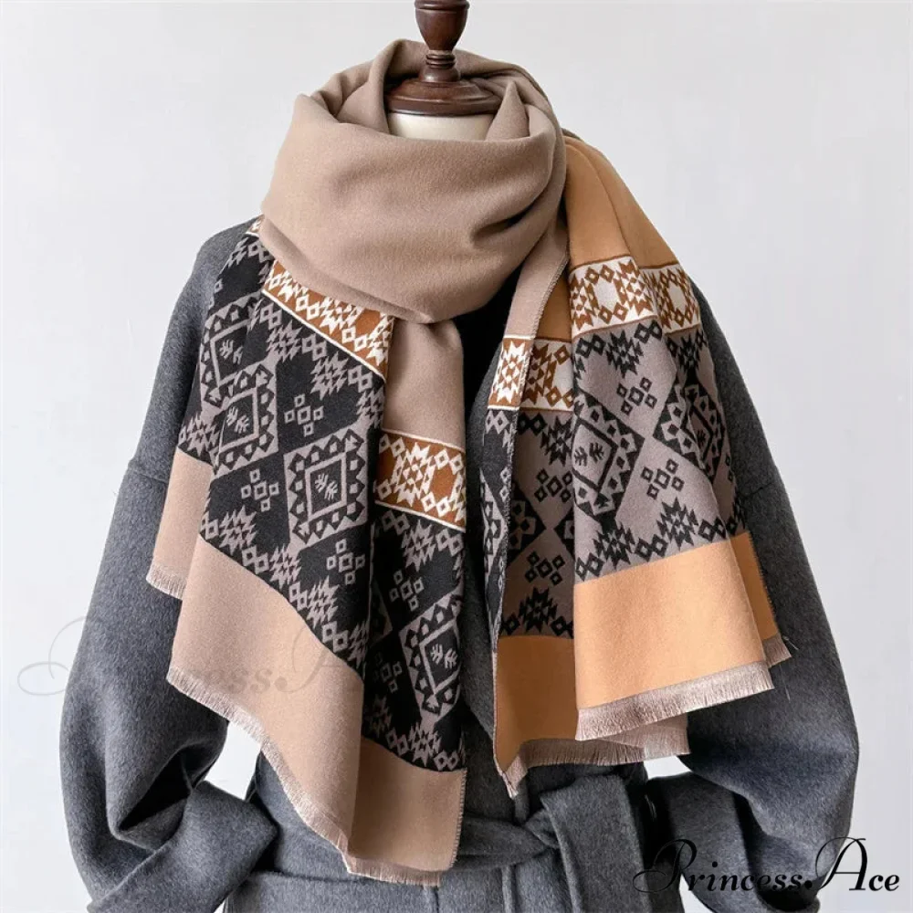 Checkered Cashmere Winter Scarf - Image 4