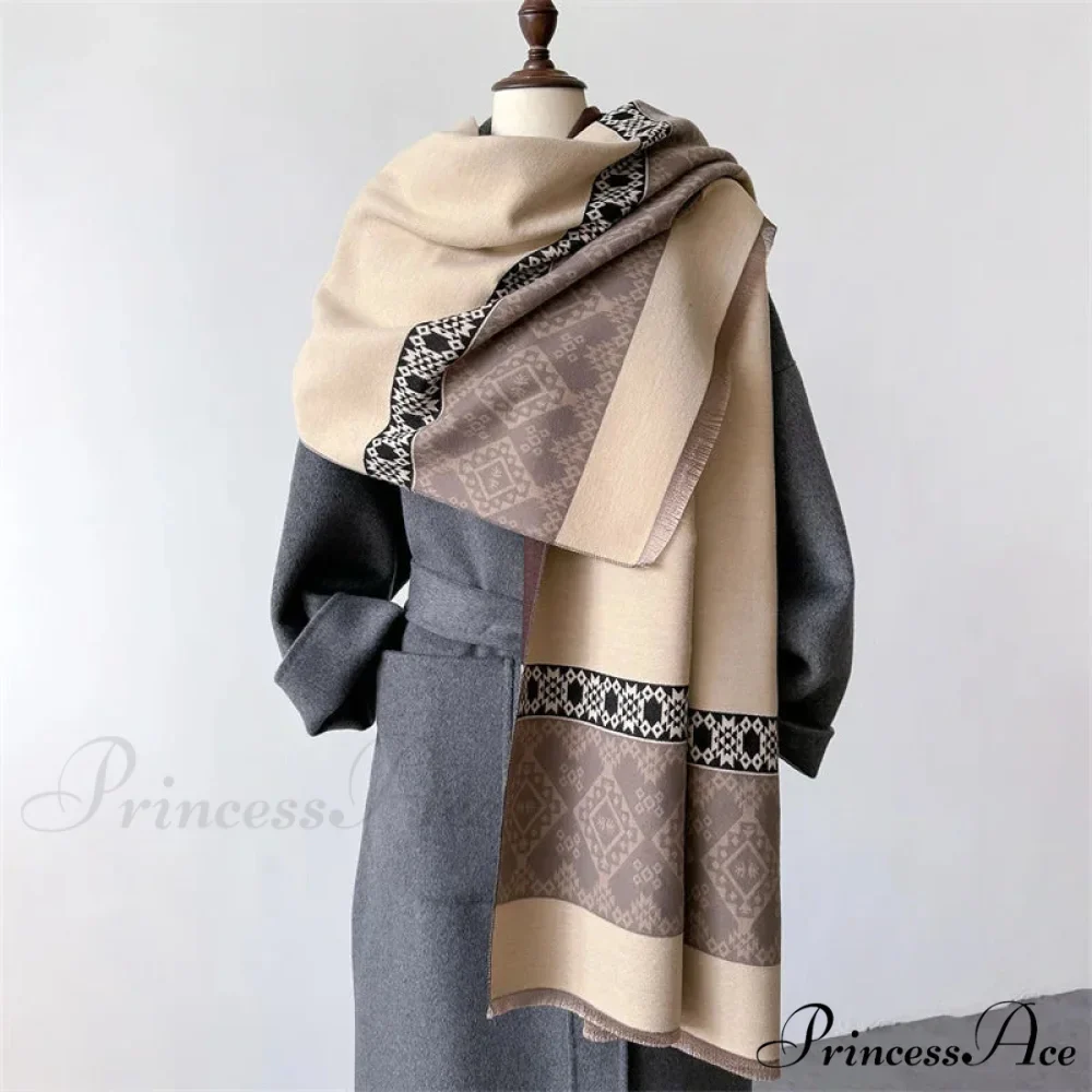 Checkered Cashmere Winter Scarf - Image 5