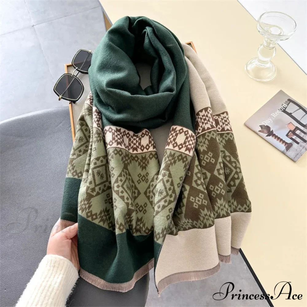 Checkered Cashmere Winter Scarf - Image 6