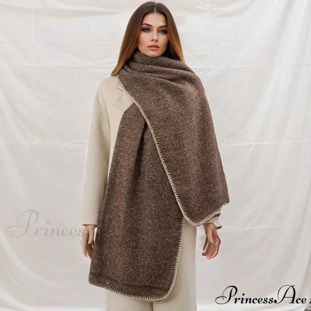 Checkered Cashmere Wrap Winter Scarf - Image 10