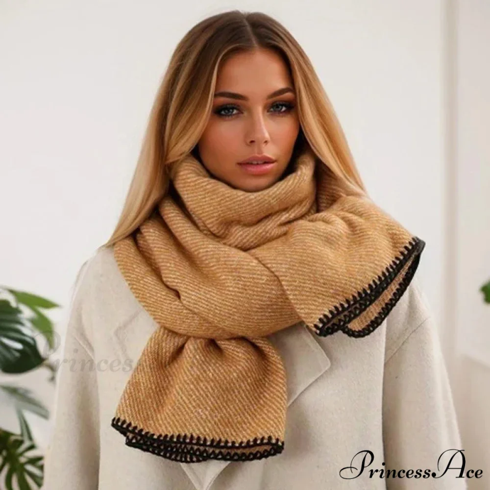 Checkered Cashmere Wrap Winter Scarf - Image 11