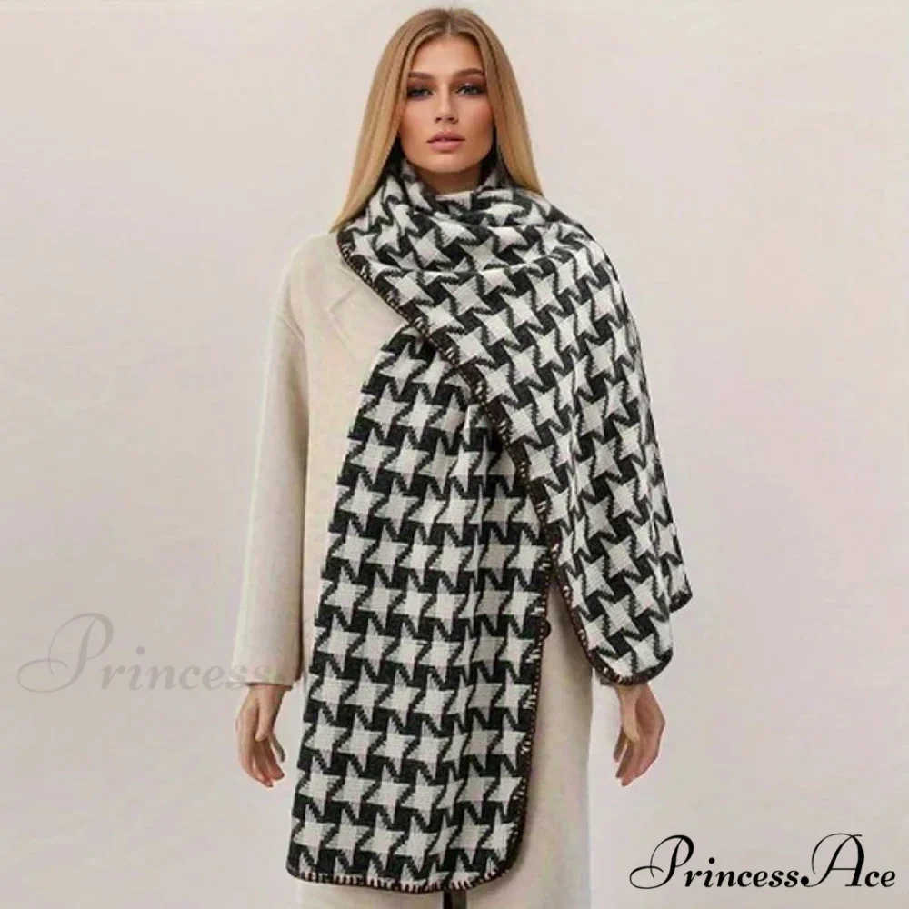 Checkered Cashmere Wrap Winter Scarf - Image 2