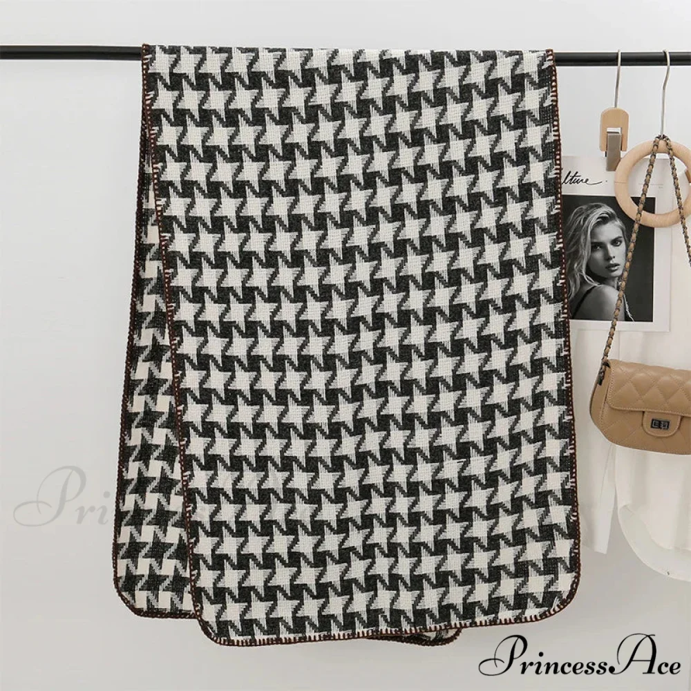 Checkered Cashmere Wrap Winter Scarf - Image 3