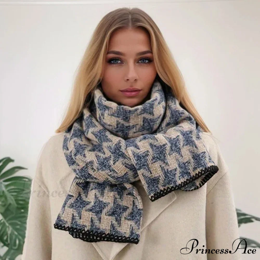 Checkered Cashmere Wrap Winter Scarf - Image 5